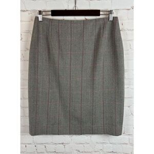 ESCADA wool herringbone white black red pencil straight skirt size EU 42 US 12